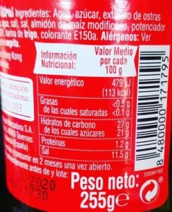 valores energeticos salsa de ostras mercadona